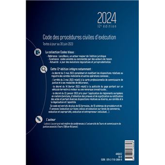 082.411.24 - Code de procédure civile - Code of Civil Procedure 2023-2024  Version reliée - Bound version Prix étudiant 30,00 $