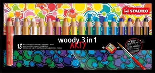 STABILO WOODY 3 IN 1 - 18X+ 1 TAILLE-CRAYON + 1 PINCEAU