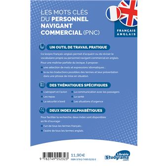 Les mots clés du personnel navigant commercial (PNC) – français-anglais