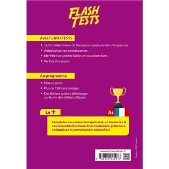 FLE (français langue étrangère) Flash Tests. A1. Testez votre niveau de français ! (avec fichiers audio)