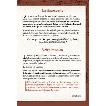 Escape game Adultes Léonard de Vinci et l'arme diabolique