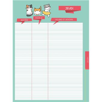 Agenda de texte Chats 2021 - 2022
