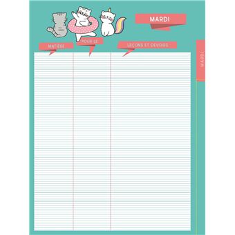 Agenda de texte Chats 2021 - 2022
