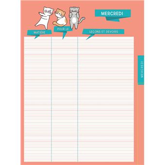 Agenda de texte Chats 2021 - 2022
