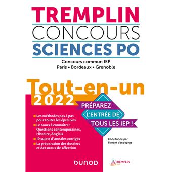 Tremplin Concours Sciences Po Tout-en-un 2022 - Concours commun IEP, Paris, Bordeaux, Grenoble