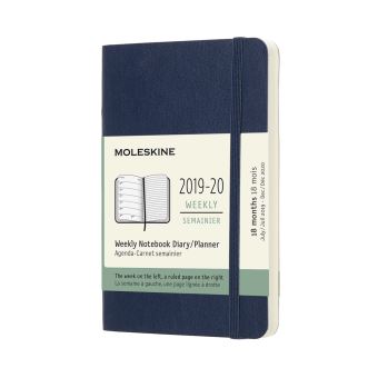 Agenda semainier Moleskine 18 mois Journalier 2019/2020 Bleu saphir