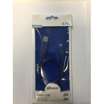 Câble Sinox Micro USB 2.0 vers USB A 0.75 m Noir