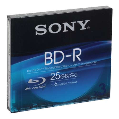 Pack 3 disques Blu-Ray Sony 3BNR25SL 25 Go