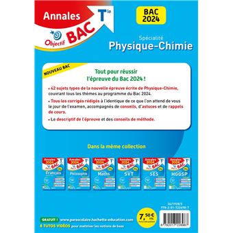 Annales Objectif BAC 2024 - Spécialité Physique-Chimie