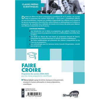 Faire croire - Programme des sessions 2024 - 2025 pour les classes préparatoires scientifiques