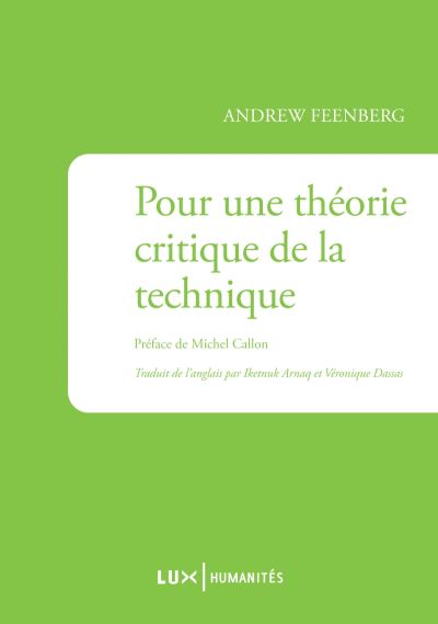 Pour une theorie critique de la technique