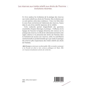 Les réserves aux traités relatifs aux droits de l'homme : évolutions récentes