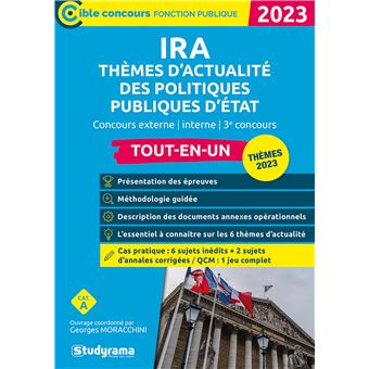 Concours des IRA – Thèmes d’actualité des politiques publiques d’État (Catégorie A – Édition 2023)