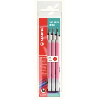 Set de 3 recharges pour stylo Stabilo GelEXXX Rouge