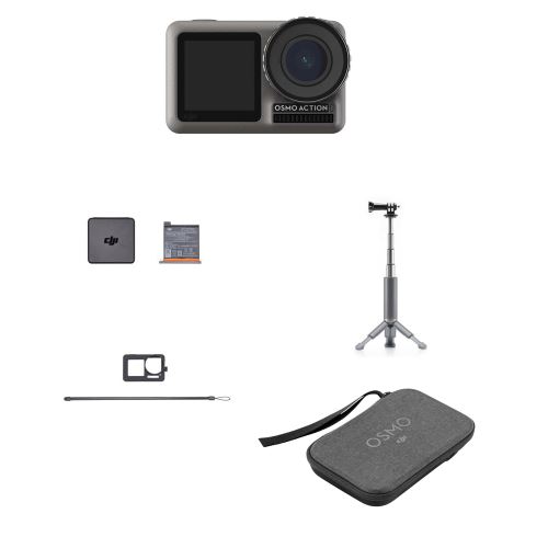 Caméra sport DJI Osmo Action + Housse de protection Cynova + Mini trépied Cynova + Étui de transport + Batterie pour Osmo Actionx1