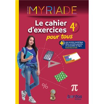 Myriade - Maths 4e - 2024 - Cahier d'exercices pour tous