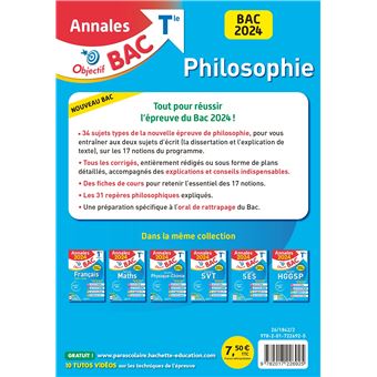 Annales Objectif BAC 2024 - Philosophie