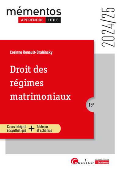 Droit Des Régimes Matrimoniaux Cours Intégral Et Synthétique - Tableaux ...