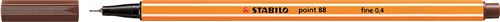 Stabilo Point 88-0,4 mm Bo&icirc;te de 10 stylos &agrave; pointe fine Marron