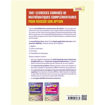 1001 exercices corrigés de Mathématiques complémentaires - Terminale