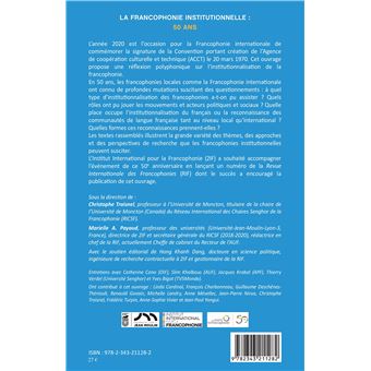 La francophonie institutionnelle : 50 ans