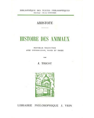 Histoire des animaux -  Aristote - (donnée non spécifiée)