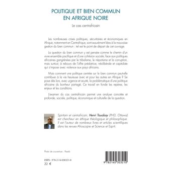 Politique et bien commun en Afrique noire