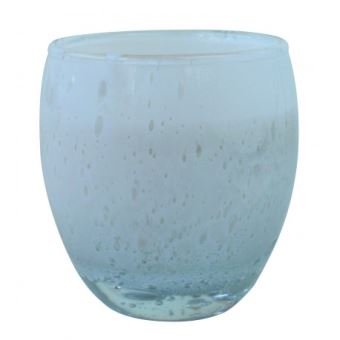 Bougie verre soufflé perle blanche 340 Gr