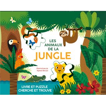 Les animaux de la jungle - Livre et puzzle cherche et trouve