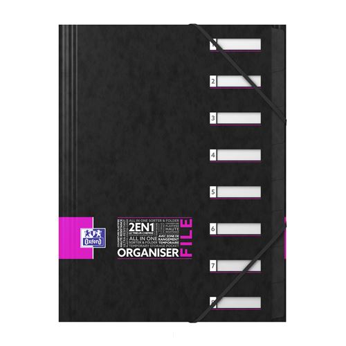 OXFORD Trieur organiser file - 24,5x31,5 cm - 8 positions - 6 couleurs - Couleurs assorties