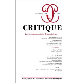Critique 906 : Contre-enquêtes : faits divers et fiction