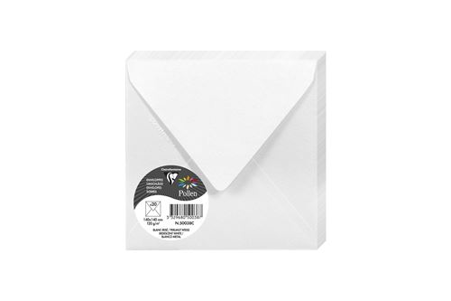 Clairefontaine Enveloppe 120g 140x140 Blanc Iris&eacute; Pqt 20