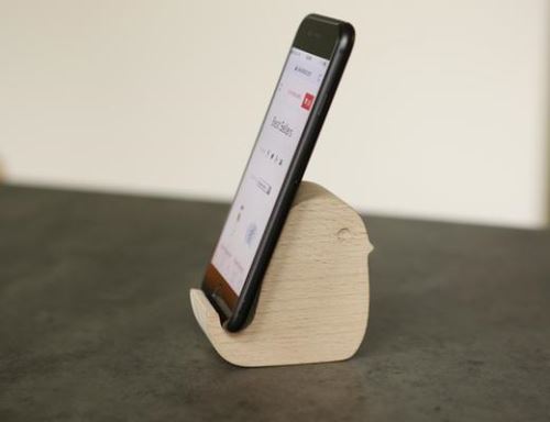 Kikkerland Bird Beechwood Phone Stand