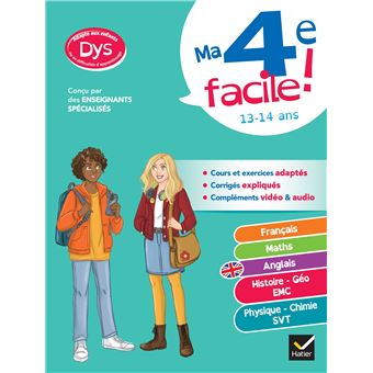 Ma 4e facile ! Tout-en-un adapté aux enfants dyslexiques (DYS) ou en difficulté d'apprentissage