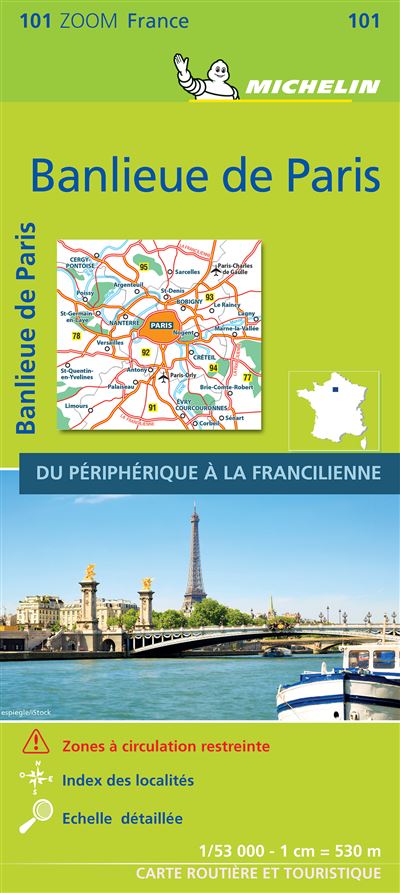 carte routiere de la francilienne Banlieue de Paris 2020 Du périphérique à la Francilienne, Échelle 