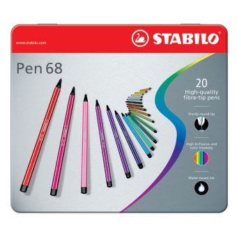 Set de 20 feutres Stabilo Pen 68 en bocete de métal