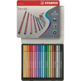 Set de 20 feutres Stabilo Pen 68 en bocete de métal