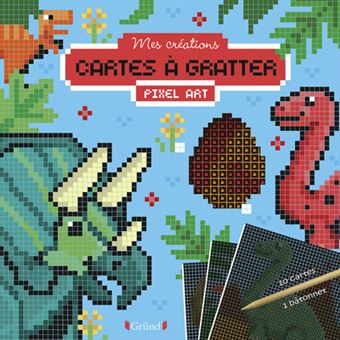 Cartes à gratter pixel art - Dinosaures