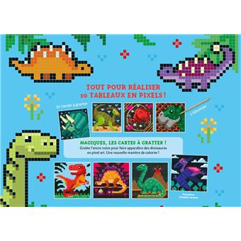 Cartes à gratter pixel art - Dinosaures