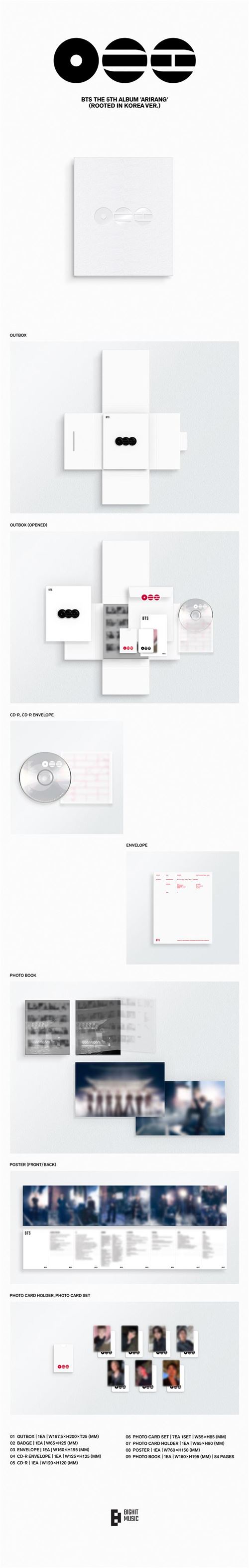 BTS The 5th Album 'ARIRANG' (Rooted In Korea Version) Coffret : CD
