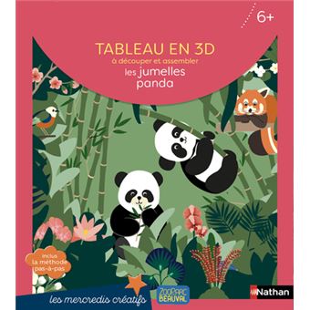 Beauval Pochette Tableau en 3D: Les jumelles panda