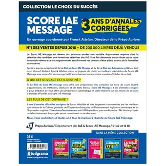 Score IAE message : 3 ans d'annales corrigées