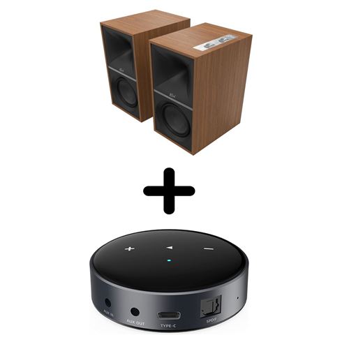 Enceintes Actives Hi-Fi Klipsch The Sevens Noyer Vendues Par Paire + Lecteur Réseau Linkplay Wiim Mini