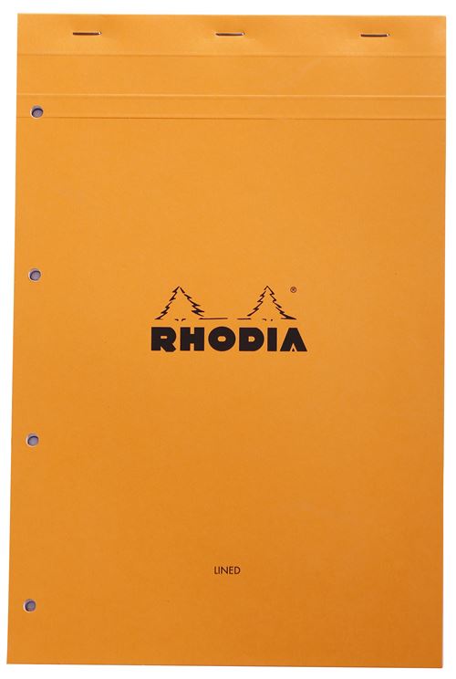 Bloc n°20 Rhodia orange A4+ perf. 4 t 80 F ligné + marge - 119600C