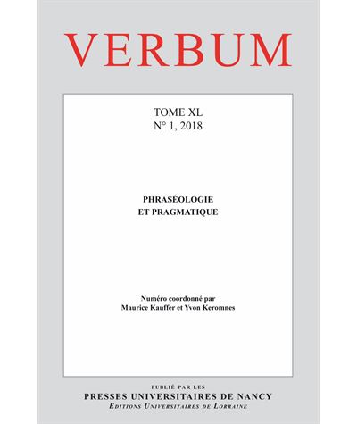Verbum,2018-1:phraseologie et pragmatique