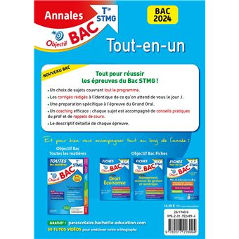 Annales Objectif BAC 2024 -  Bac Tle STMG Tout-en-un