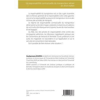 La responsabilité contractuelle du transporteur aérien en droit malien