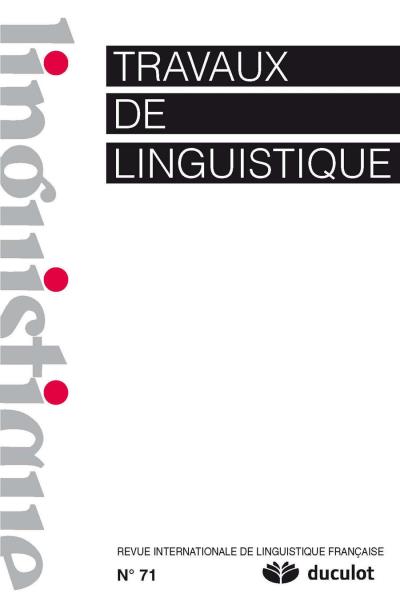 Travaux de linguistique,2015-2