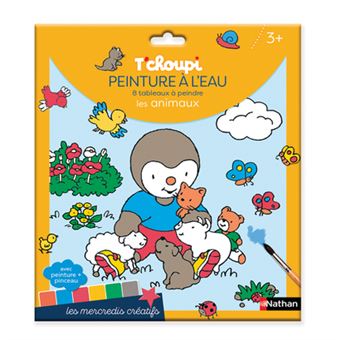 Pochette T'choupi - peinture à l'eau - 8 tableaux à peindre - les animaux