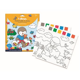 Pochette T'choupi - peinture à l'eau - 8 tableaux à peindre - les animaux